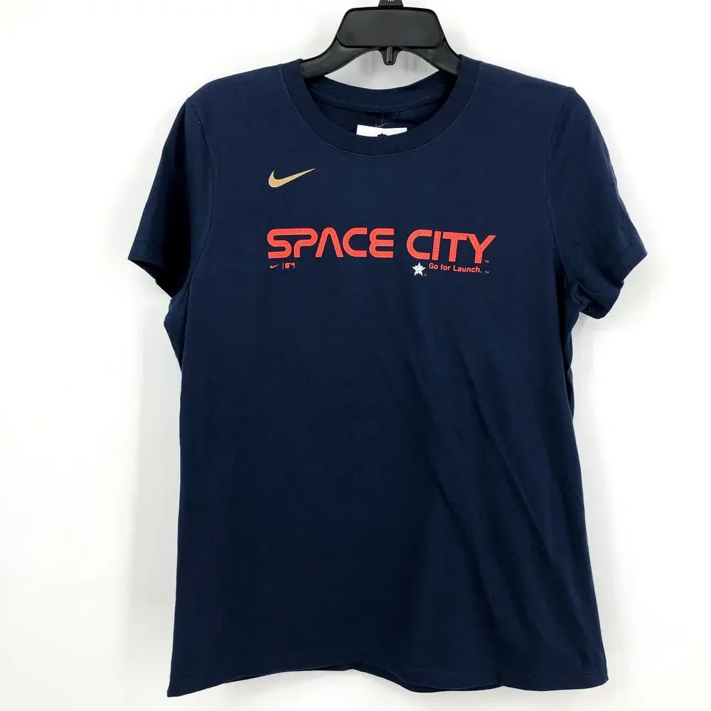 NIKE Womens Houston Astros City Connect Wordmark T-shirt Large Navy NWT NKAF-44B
